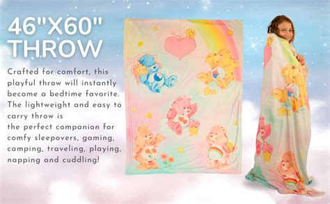 Franco Collectibles Care Bears Vintage Bedding Super Soft Plush Throw