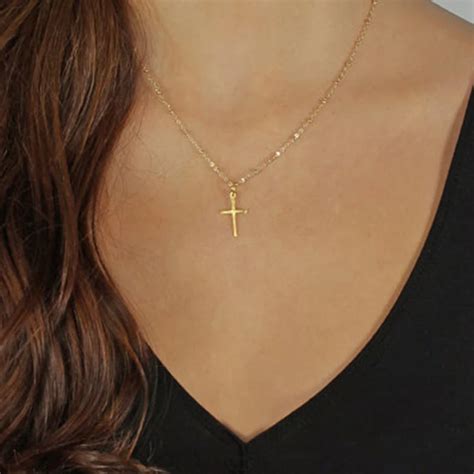 Gold Chain Cross Necklace Small Gold Cross Religious Jewelry Xl178 In