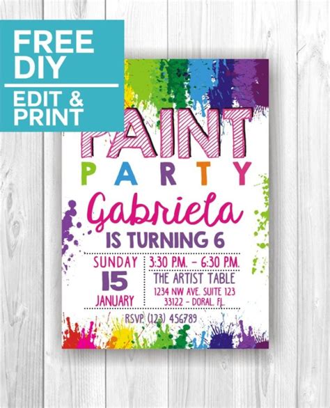 Paint Party Invitations – Cute Party Printables