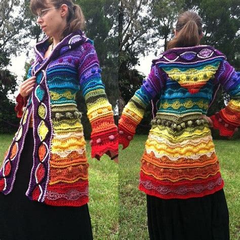 Custom Freeform Technicolor Dream Coat By Earthtricks On Etsy Crochet