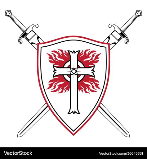 Knightly design crusader knight shield Royalty Free Vector