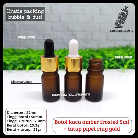 Jual Botol Kaca Serum Amber Frosted Ml Pipet Tetes Ring Gold Shopee