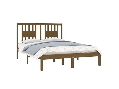 vidaXL Estrutura cama dupla 135x190 cm madeira maciça castanho mel