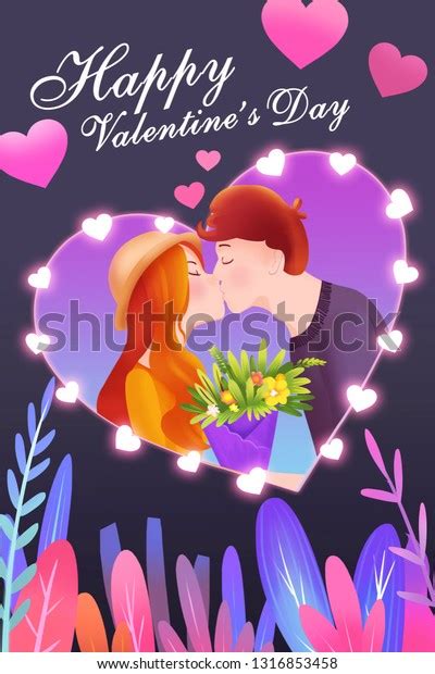 Happy Valentines Day Concept Art Realistic Stock Illustration