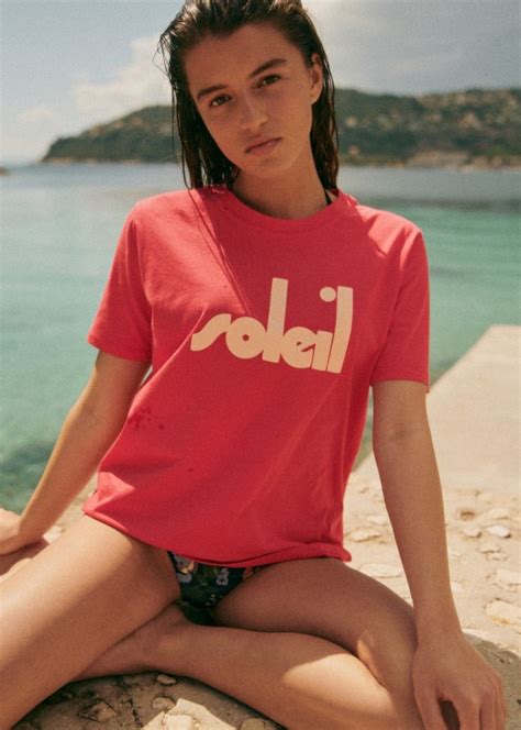 Soleil T Shirt S Zane X Maddy Coral Cream Organic Cotton