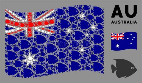 Waving Australia Flag Mosaik Of Tropical Fish Icons Vektor Abbildung