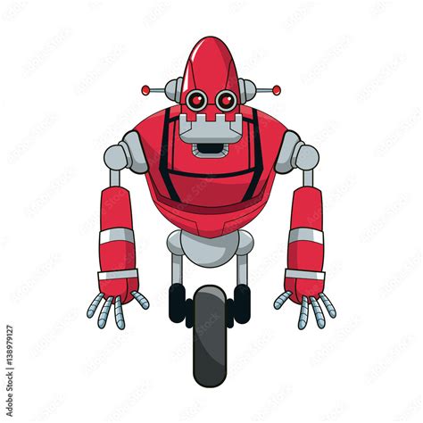 Robot Cartoon Icon Over White Background Colorful Design Vector