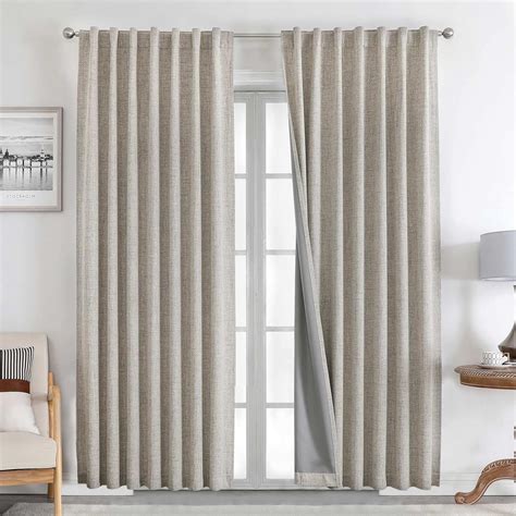 Amazon Joydeco Juego De 2 Paneles De Cortinas De Lino Natural De