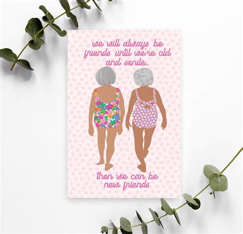 Funny Old Lady Best Friends Birthday Humor Greeting Card Etsy Canada