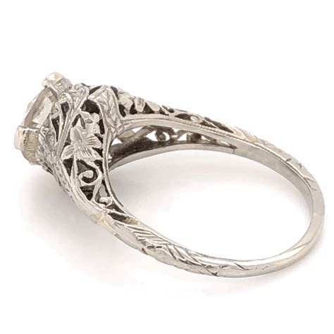 K White Gold Art Deco Ct Oec Diamond Filigree Ring G S