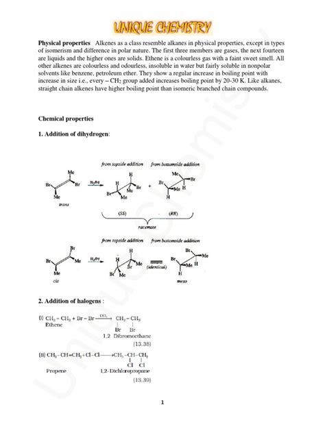 Properties Alkene | PDF | Alkene | Chemistry