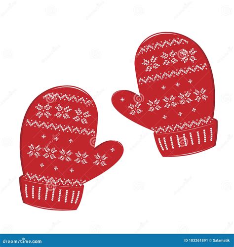 Pares De Manoplas Hechas Punto De La Navidad En El Fondo Blanco Vector