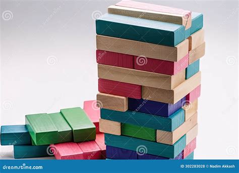 Jenga Game Colorful Wooden Blocks Stock Photo Image Of Danger Fall