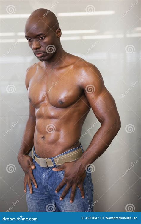 Muscular Man With Reflection Looking Away Stock Image Image Of Front Shirtless 42576471