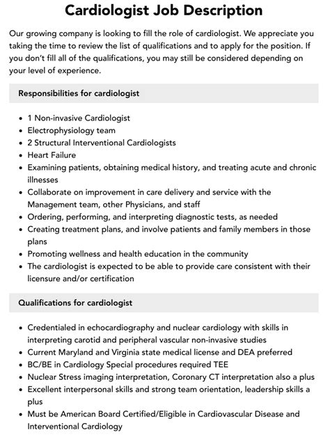 Cardiologist Job Description | Velvet Jobs