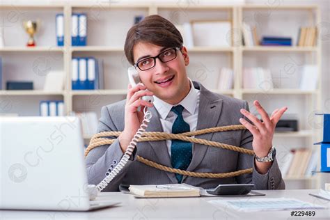 Businessman Tied Up With Rope In Office Stock Photo 229489 Crushpixel