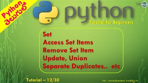 Python Tutorial 12 30 Sets YouTube