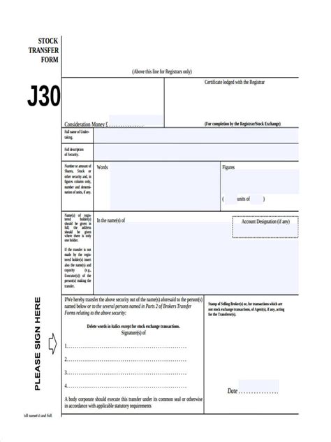 Printable Stock Transfer Form Template Printable Templates