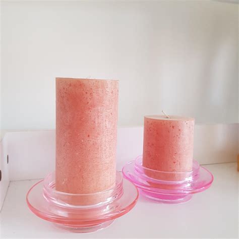 Pink Glass Candle Holders Beautiful Bright Pink Depop