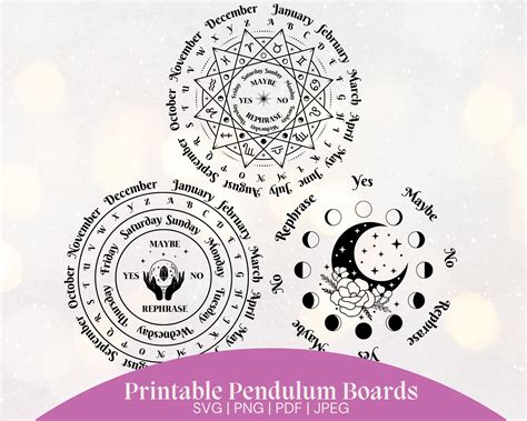 Pendulum Board Printable Pendulum Board Divintation Board Grimoire