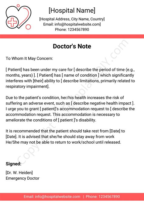 Doctors Excuse Template Letter For Work Pdf Word [editable]