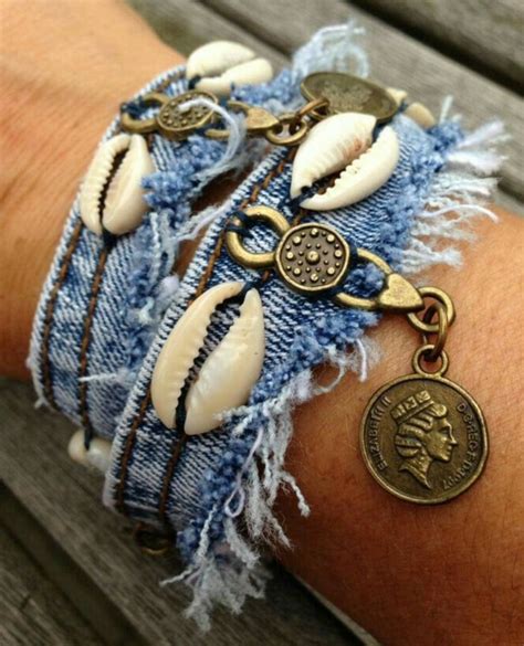 Denim Cuff Bracelet Denim Earrings Denim Jewelry Fabric Bracelets