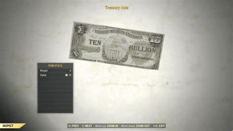 Treasury Note x 100 Fallout 76 (PC) - Buy Fallout 76 Items for PC