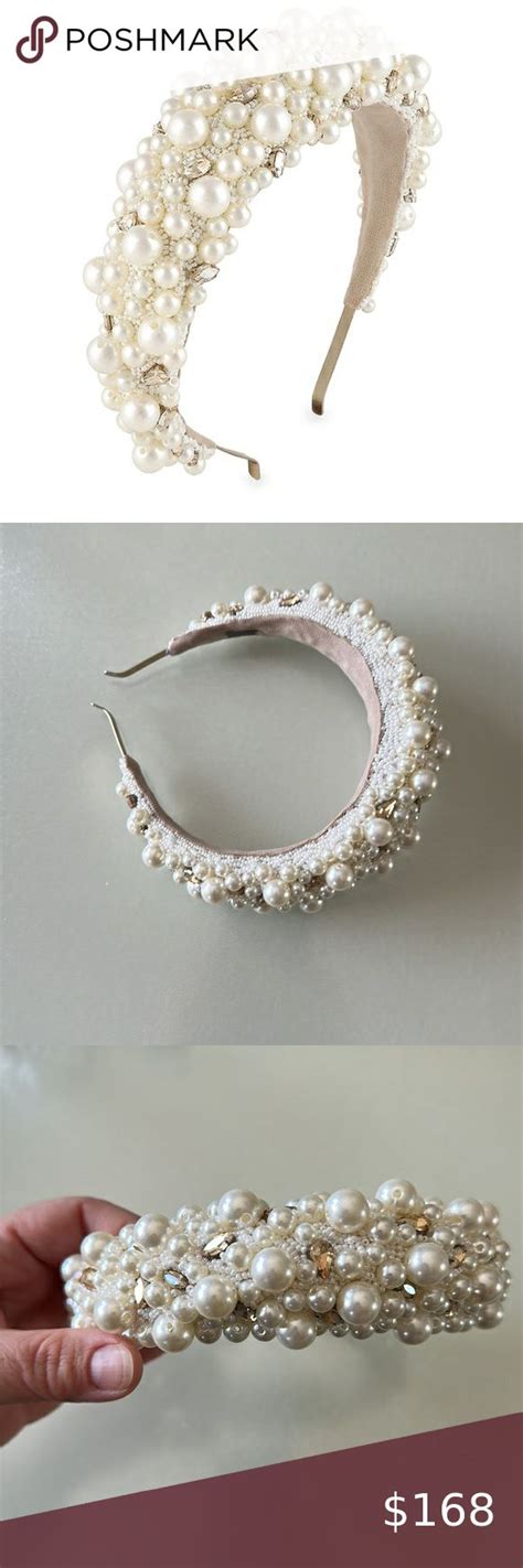 Deepa Gurnani Lux Faux Pearl Embellished Padded Headband Faux Pearl Pearls Padded Headband