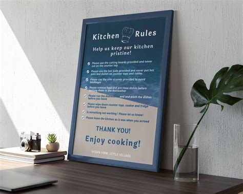 Editable Kitchen Rules Sign Template For Airbnb And Vrbo With Etsy Uk