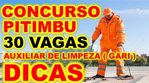 Concurso Pitimbu PB 30 VAGAS Para Auxiliar De Limpeza GARI MELHOR DICA