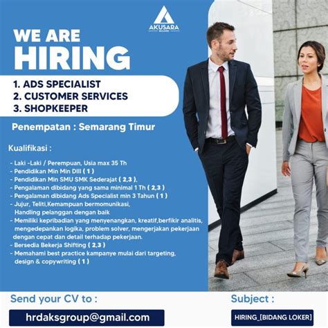 Lowongan Kerja Ads Specialist Customer Services Shopkeeper Di CV