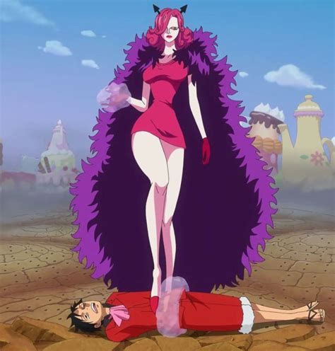 A Cartoon Character Laying On The Ground Next To A Woman In A Red Dress And Purple Hair