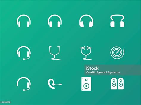 Ilustración De Iconos De Auriculares Y Auriculares Sobre Fondo Verde Y