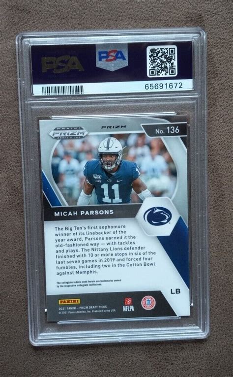 2021 Panini Prizm Draft Picks Green Prizm 136 Micah Parsons RC For