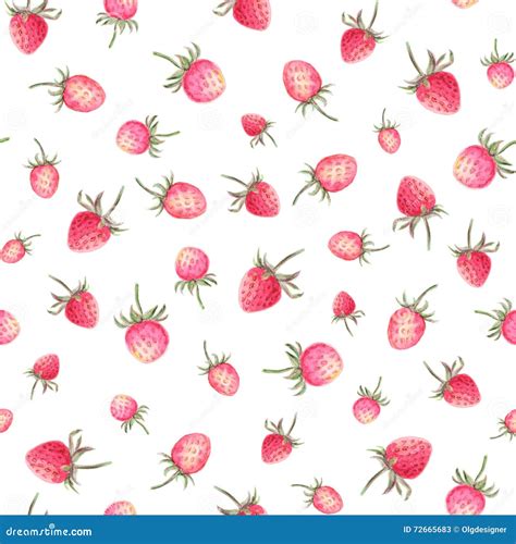 Watercolor Strawberries Seamless Pattern Stock Illustration