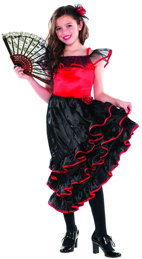 Girls Spanish Flamenco Dancer Costume National Dress Costumes Mega