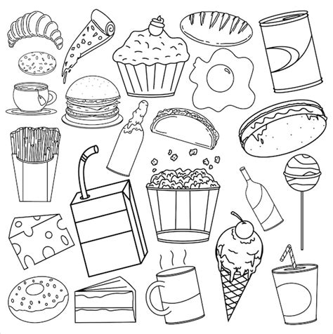 Premium Vector Drawing Doodle Foods