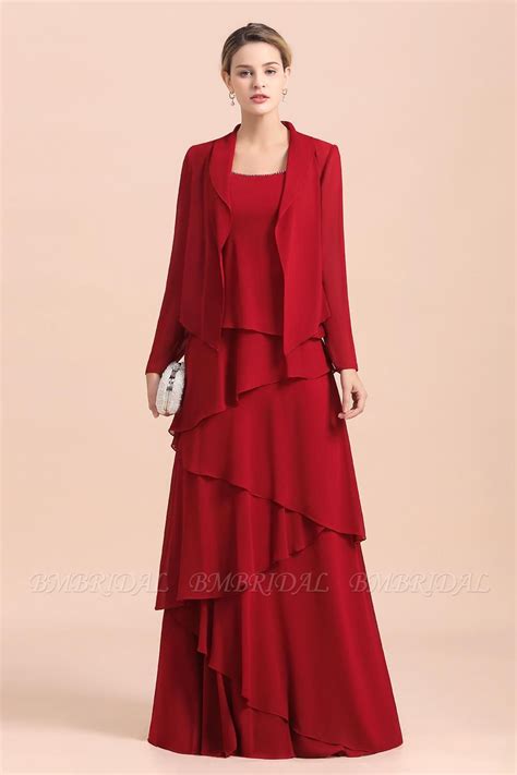 Bmbridal Elegant Burgundy Chiffon Mother Of The Bride Dress Ruffles