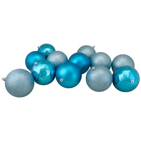 Northlight 24ct Turquoise Blue Shatterproof 4 Finish Christmas Ball Ornaments 25 60mm The