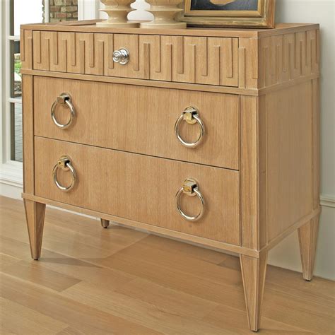 Nora Modern Classic Light Oak Wood Polished Nickel 3 Drawer Dresser