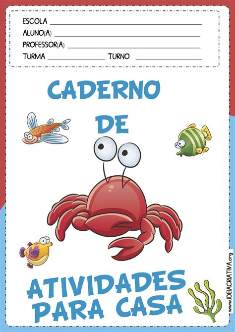 Capas Para Caderno Fundo Do Mar Tarefas Para Educa O Infantil