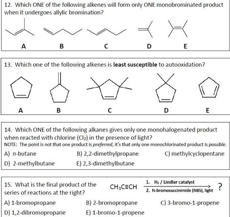 SOLVED 12 Which ONE Of The Following Alkenes Will Form Only ONE