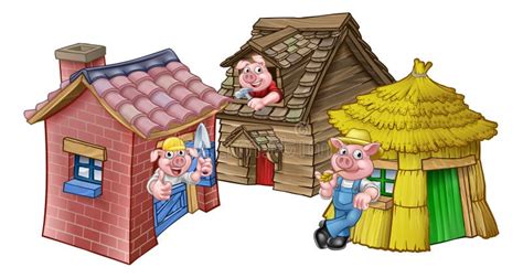 Three Little Cartoon Pigs Houses Stock Illustrations – 14 Three Little ...