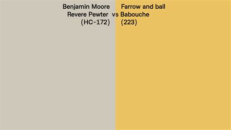 Benjamin Moore Revere Pewter HC 172 Vs Farrow And Ball Babouche 223