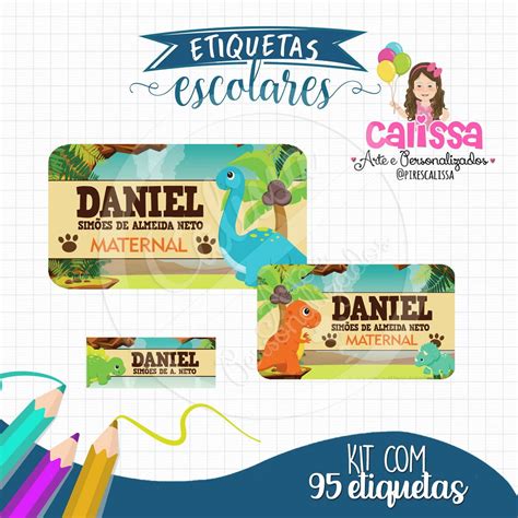 Kit Etiqueta Escolar Dinossauro Elo Produtos Especiais