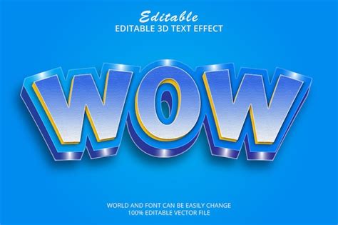 Vektor 3D Wow Text Effekt Stilvolle Bearbeitbare Moderne Schriftart