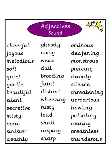 Adjectives Sounds Teaching Resources