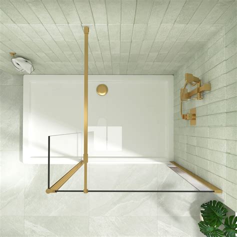 8mm Marbella Wet Room Walk In Shower Screen Flipper Panel Brushed