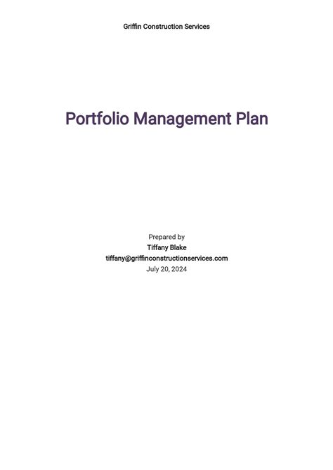 Portfolio Management Plan Template