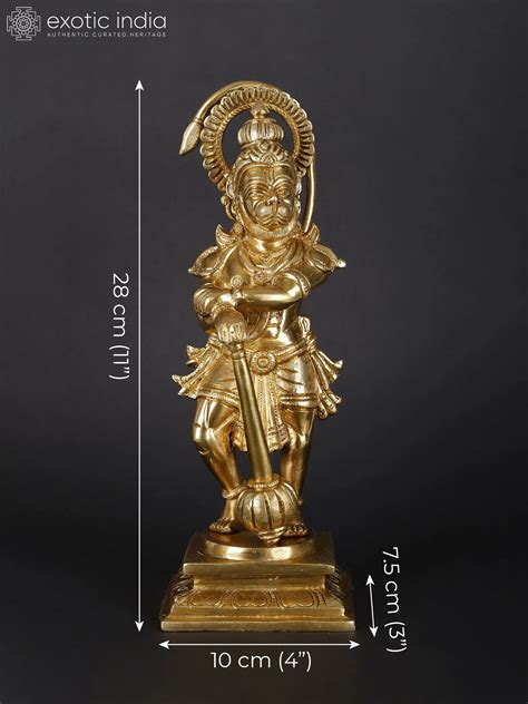 Standing Lord Hanuman Brass Statue Exotic India Art